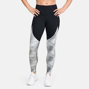 Under Armour S Hi-Rise Printed Leggings Black Gray Abstract HeatGear Colorblock